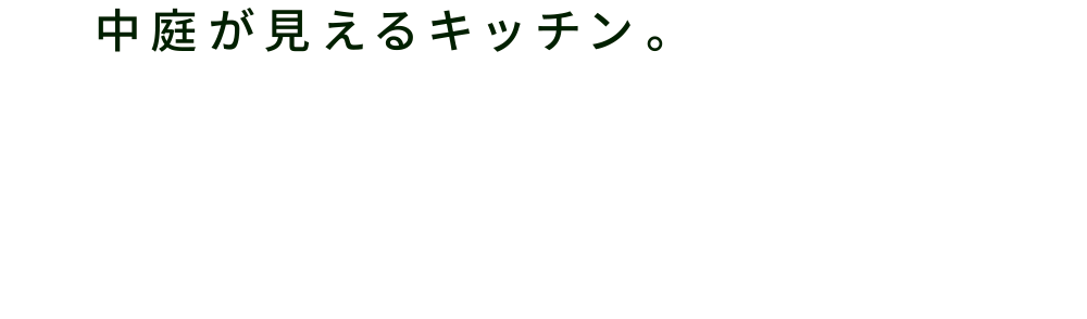 中庭が見えるキッチン。