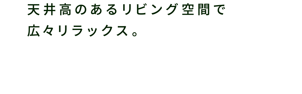 天井高のあるリビング空間で広々リラックス。
